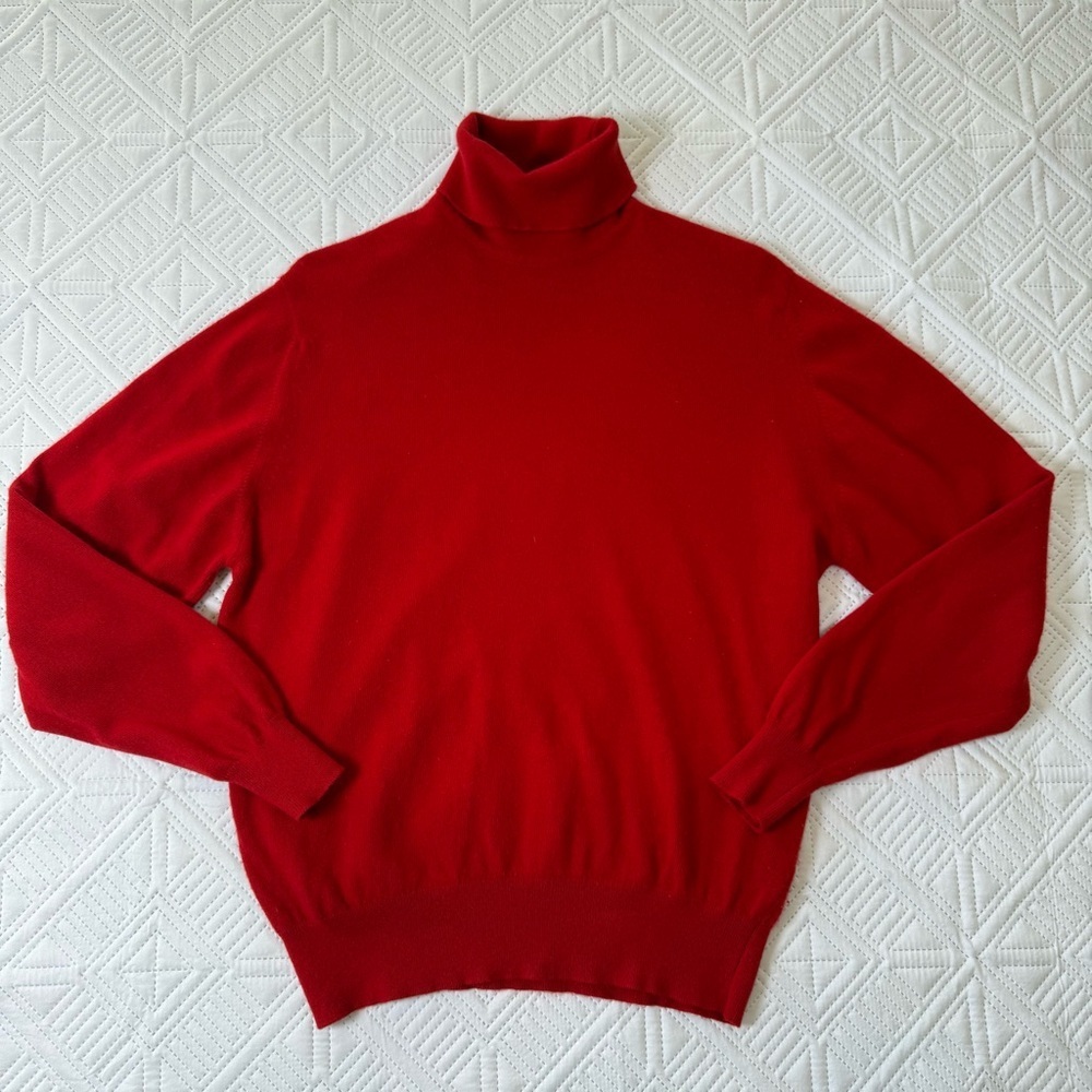 Harrods Knightsbridge By Ballantyne 100% Pure Cashmere Turtleneck Sweater In Red
